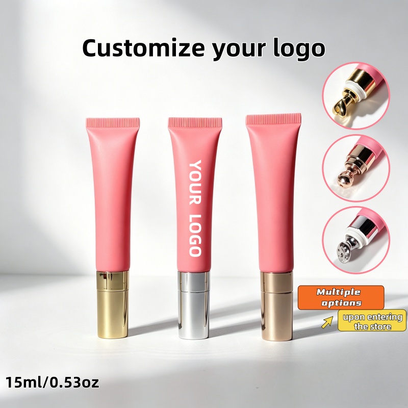 Luxury Skincare Logo - 【ロゴカスタム】50個入りカスタマイズされた高級15mlローズピンクスクイーズチューブ密封プラスチック化粧品包装リップグロススキンケアアイクリーム